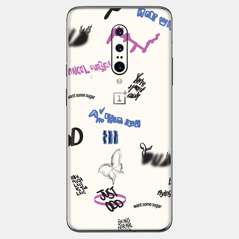 Beige Scribble Glass Back