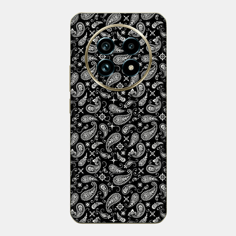 Black Paisley Glass Back