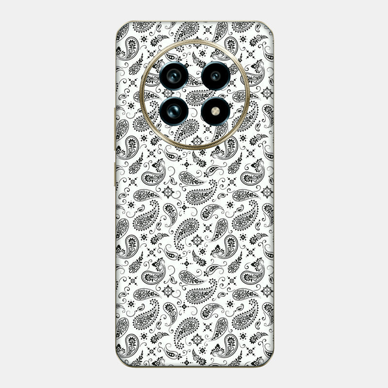 White Paisley Glass Back