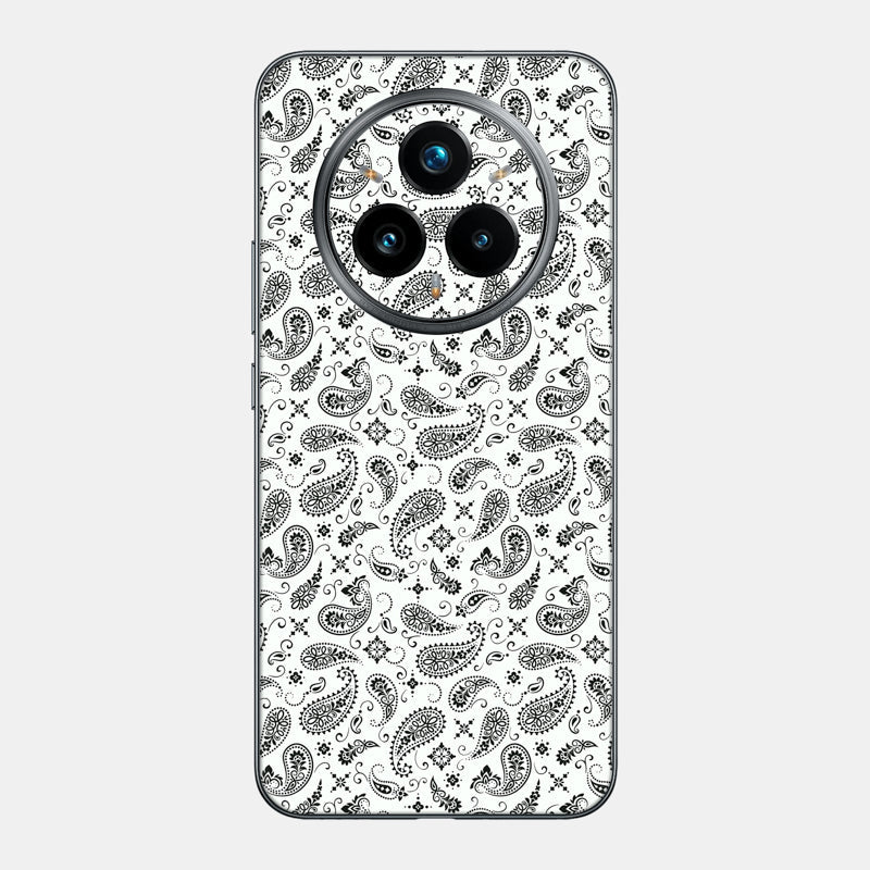 White Paisley Glass Back