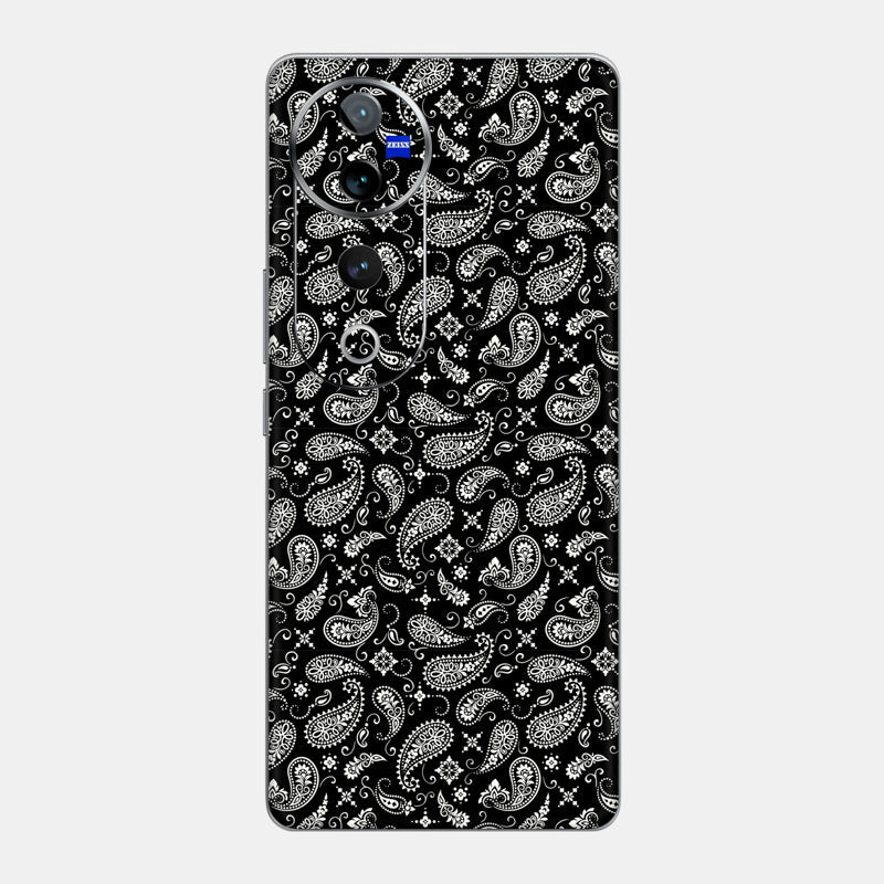 Black Paisley Glass Back