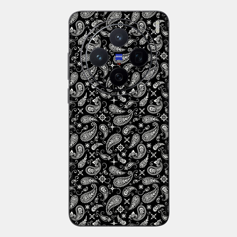 Black Paisley Glass Back