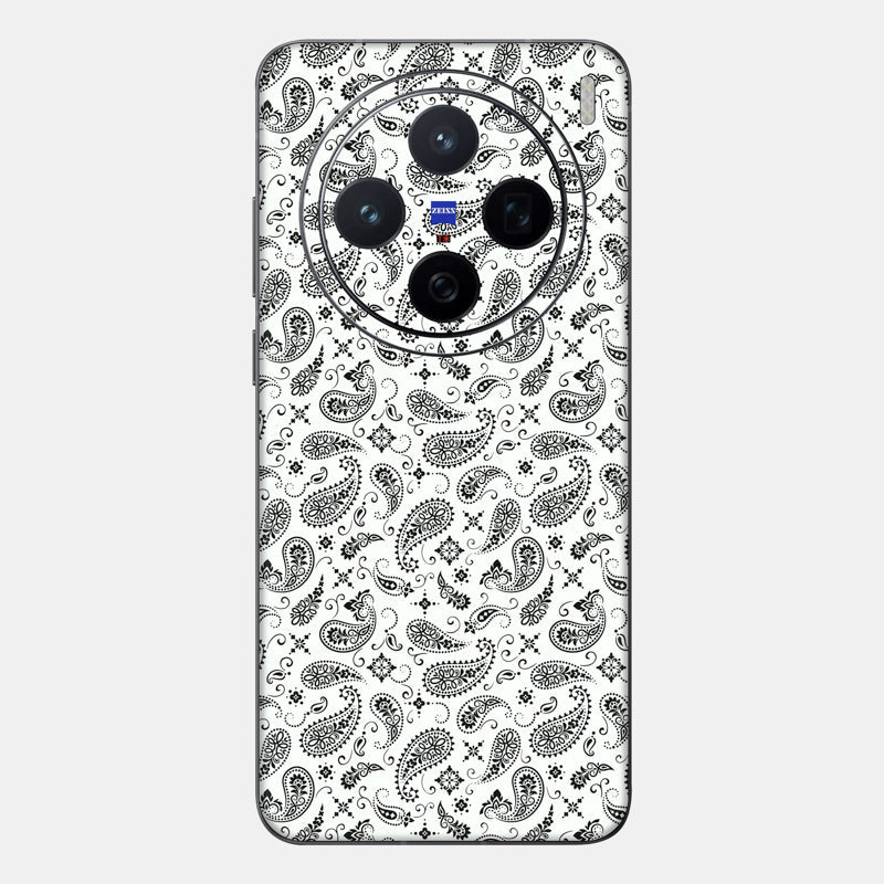 White Paisley Glass Back